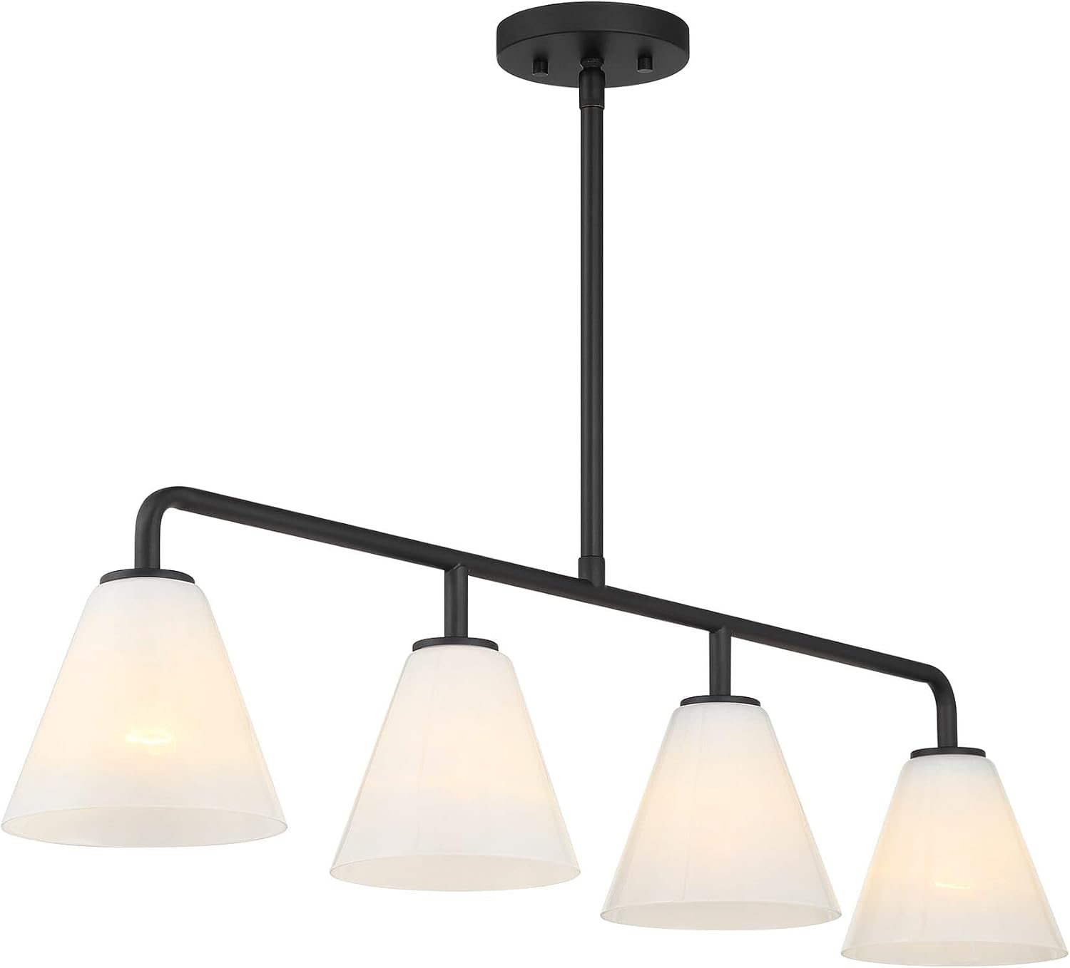 Savoy Essentials 1-4014-4-89 Blair Strie Glass Linear Chandelier, 4-Light 240 Total Watts, 9" H x 6" W, Matte Black