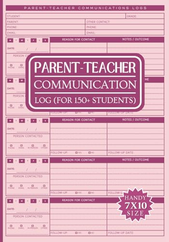 Parent Teacher Communication Log: Large Contact Journal for Educators to