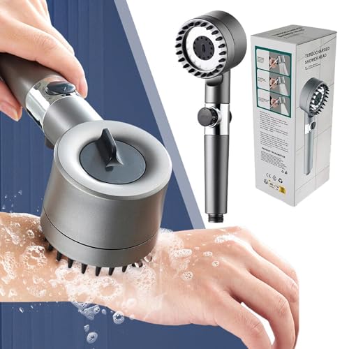 Ion Shower Drops Head Filtered Showerhead With Five Filters,Filtered Shower Head With Handheld,High Pressure Turbo Showerhead,Reusable,Adjustable Settings With Hose