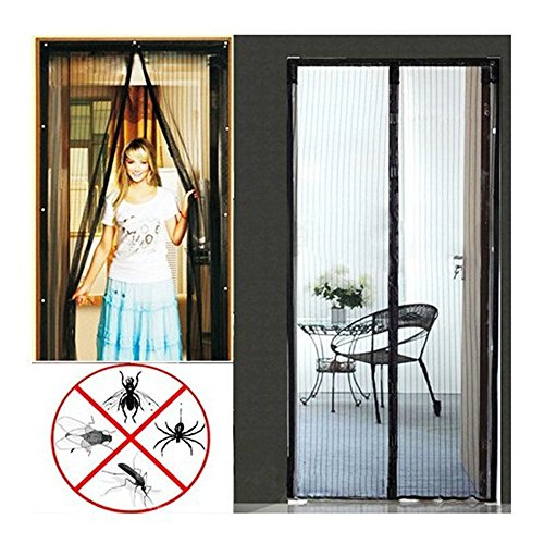 VANRA Magnetic Screen Door Hands-Free, Bug Off Instant Screen Doors, Fly Screen Mesh, Magnetic Top to Bottom Seal Snaps Shut Automatically 82" L X 34'' W (Black)