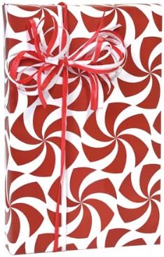 Red & White PEPPERMINT TWIST Christmas Gift Wrap Wrapping Paper - 16ft Roll
