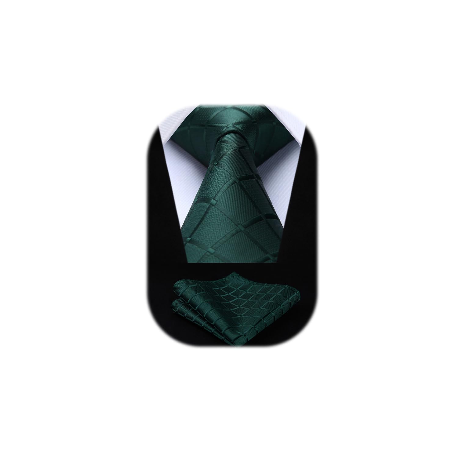 Men's Tie and Pocket Square Set Solid Check Necktie with Handkerchief Formal Classic Elegant Ties for Men Wedding Business Ceremony Banquet