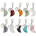DELORIGIN 12pcs Natural Gemstone Pet Collar Charms, Moon Shaped Jewelry Charms Colorful Dog Paw Pet Collar Pendants Clip-on Charms for Dog Cat Bag Decor Keychain Pet Necklace Home Decoration