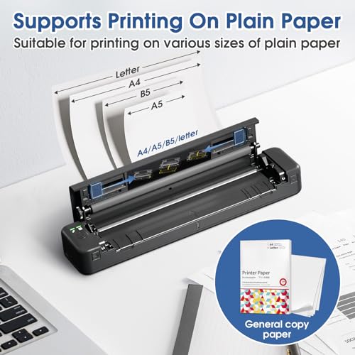 Odaro Tragbarer Kabelloser Bluetooth Drucker - P831 Business Reisedrucker, 300DPI Thermotransferdrucker ohne Tinte für Büro, Schule, Zuhause, Outdoor (Schwarz)