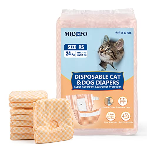 MICOOYO Puppy Cat Nappies Disposable, Super Absorbent Cat Diapers, Small Dog Nappies Female, Adjustable Waist