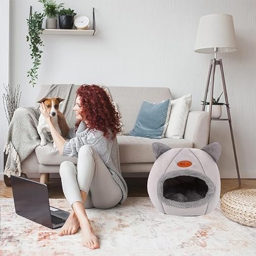 PIKFOS Pet Nest Deep Sleep Comfort in Winter Cat Bed Little Mat Basket for Cat's House Products Pets Tent Cozy Cave Cat Beds Indoor || Pack of 1 1