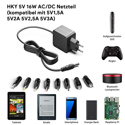 Transformador 5V 2A HKY con 8 clavijas intercambiables para router 4