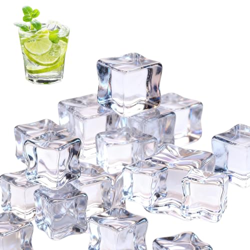 Cubos de hielo falso acrílico 25 piezas transparentes miniatura 1