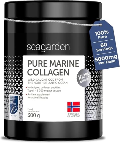 Pure Marine Collagen Powder - 5000mg - Hydrolyzed Collagen Peptides Type 1 - Supplements for Women and Men for Hair Skin and Nails - Unflavored 300g 60 Servings