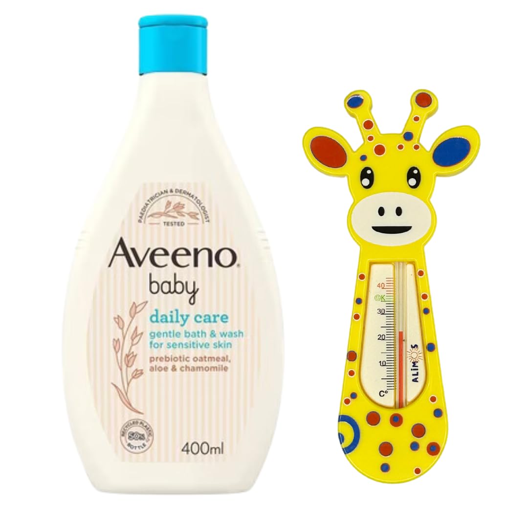 Alimos Floating Bath Thermometer Bundled with Aveeno Baby Gentle Bath and Wash 400 ml