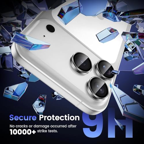Image of CLITZ Camera Lens Protector for iPhone 17 Pro Max /iPhone 17 Pro, 9H Tempered Glass Camera Protector, Aluminum Alloy Metal Ring Lens Cover, Scratch Proof, HD Clear, Case Friendly, Grey