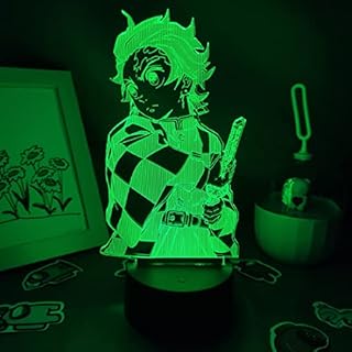 Quzuer 3D Anime LED Night Light Demon Slayer Lava Lamp Anime Figure Tanjiro Kamado 3D LED RGB Night Lights Gift for Friend Bedroom Manga Decor Kimetsu No Yaiba 16 Color