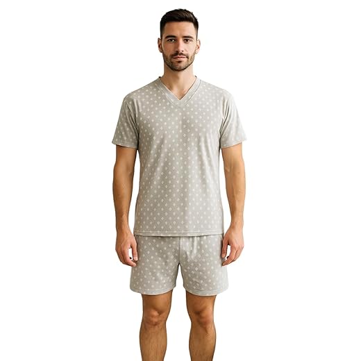 Pijama Masculino Manga Curta Liganete L4013 (BR, Alfa, XGG, Regular, Regular, Estampas Variadas)