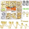 KURUI Kit de 303 piezas para colgar cuadros, juego surtido con ganchos resistentes para colgar imágenes, clavos de hardware, dientes de sierra, alambre, anillos D, nivel, ganchos de pared de metal