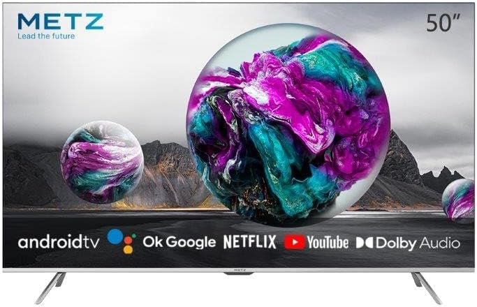 Metz Smart TV, Serie MUC7000, 50 (127cm), 4K UHD, Wi-Fi, Android 10.0, HDR10/HLG, HDMI, ARC, USB, Slot CI+, Dolby Vision, DVB-C/T2/S2, HEVC MAIN10, Google Assistant, Argento Metz Smart TV, Serie MUC7000, 50 (127cm), 4K UHD, Wi-Fi, Android 10.0, HDR10/HLG, HDMI, ARC, USB, Slot CI+, Dolby Vision, DVB-C/T2/S2, HEVC MAIN10, Google Assistant, Argento