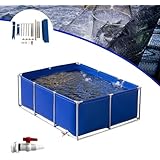 Pxkmouy 幅300×奥100×高さ40cm大型水槽 立体養魚池PVC折りたたみ帆布生簀、プールアボーブグラウンドアクアリウム、水産養殖池、水耕植物、子供の水泳、庭の貯水、花の水やり、水タンク生け簀ダム、長方形プール アップグレード大型水槽 ちょすいタンク 折りたたみ可能水を貯めやすいき スプライスしやすい魚池錦鯉の繁殖に用いる庭の灌漑について