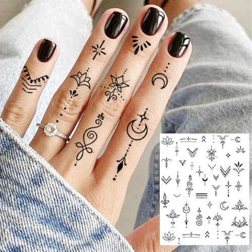 Image of 180+ PCS Bilizar 12 Sheets Small Infinity Smile Temporary Tattoos For Men Women Adults Hand Finger Tattoo Sticker, Realistic Arrow Crescent Moon Fish Fake Tattoos Ear Neck Tatoos Long Lasting Decals