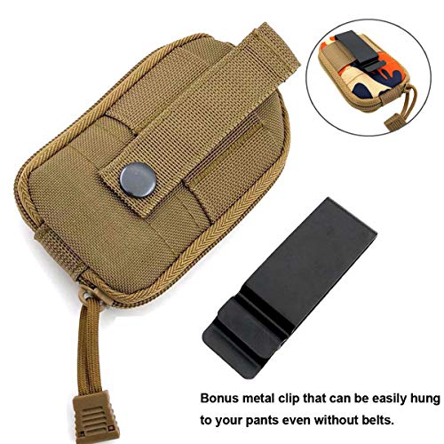 Hoanan Tactical Molle Roll-Up Dump Pouch,Military Drawstring Large Outdoor Water Bottle Pouch Adjustable Belt Utility Fanny Hip Tool Pouch Bag, Coyote Brown #TOP3