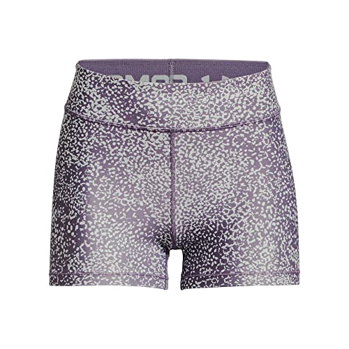 Image of Under Armour Women's HeatGear Armour MidRise Print Shorty , Club Purple (530)/Black , X-Large