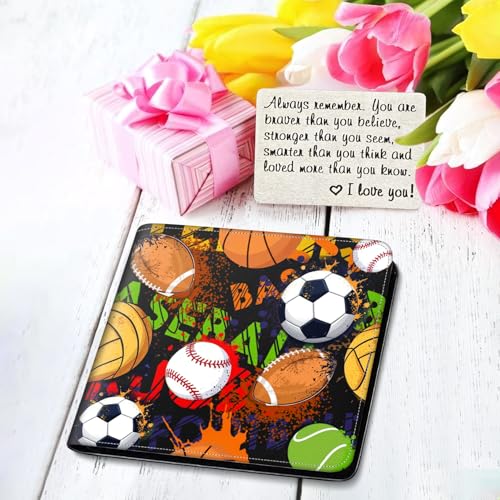 Image of Boys Wallet for Kids, Teen Boy Balls Wallets 9-12 8-10 8-12, Cool Novelty Leather Bifold Rfid Blocking Purse Coin Pocket Zipper Id Window for Children Men Male Youth Guys Birthday Gifts
