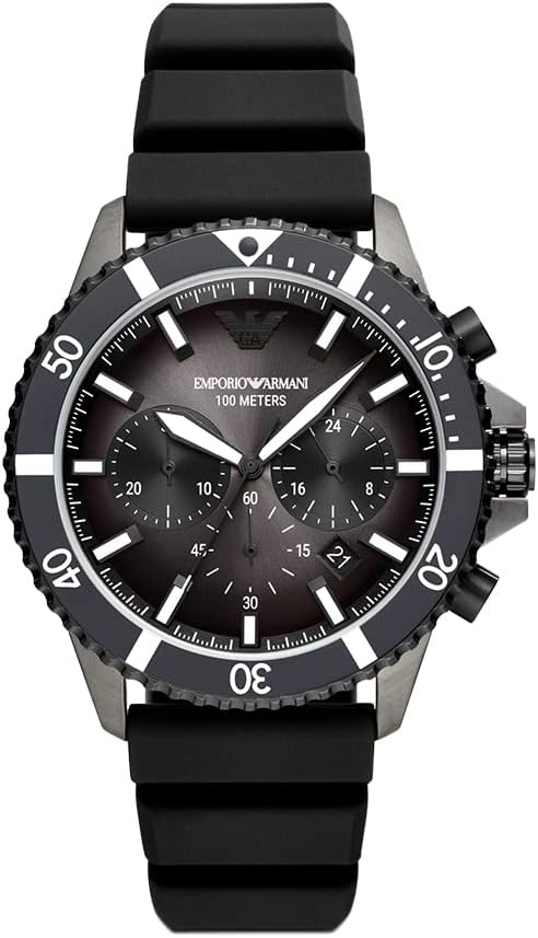 Men's Chronograph Black Silicone Watch (Model: AR11515)