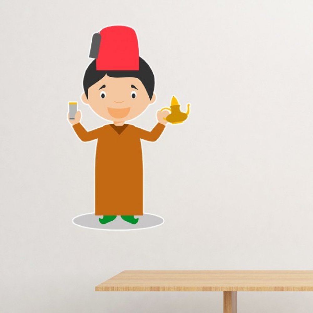 Sticker Maroc rouge 40cm idée déco murale chambre enfant cartoon