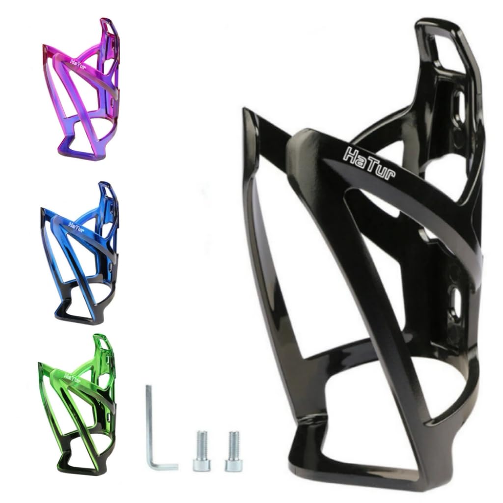 HaTur Universal Bike Water Bottle Cage, Lightweight Bike Bottle Holder with Screws, Durable Cycling Drink Cup Holder for MTB, Road Bikes, Bicycle (Black)