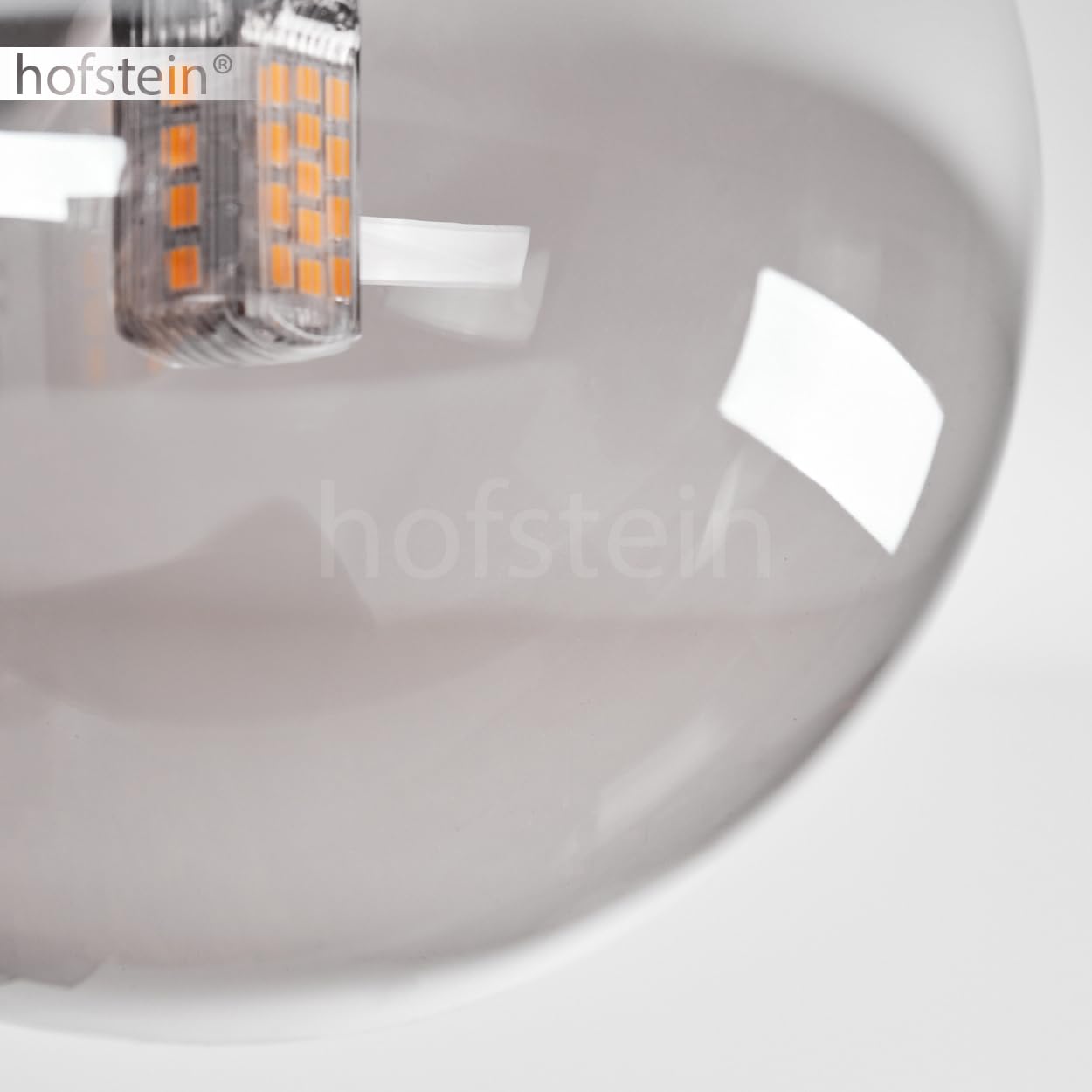 HOFSTEIN Plafoniera Chehalis, lampada da soffitto in metallo/vetro nero/fumé, illuminazione dal design moderno retrò/vintage con paralume in vetro (Ø 10 cm, 12 cm, 15 cm), 10 x G9, senza lampadine