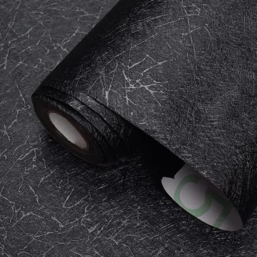 Image of Black Wallpaper 45 x 300 cm | Self Adhesive Peel & Stick Waterproof PVC Vinyl Contact Paper for Kitchen Cabinet, Furniture, Cupboard & Wall | Removable