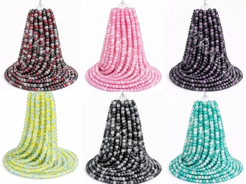 Image of SS Paradise 8mm Glass Beads (6 Colors 300 Pieces) for Jewellery Making | Round Loose Beads Strands for Necklace, (Set 2)