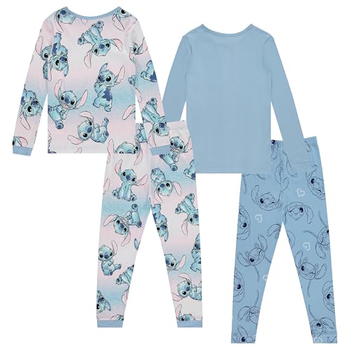 Disney Girls Lilo and Stitch Pajamas Set - 4 Piece Long Sleeve Stitch Pajamas - Lilo and Stitch Ohana 2 Pack Pajamas Set2