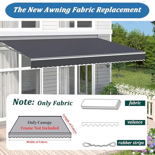 Toile imperméable pour auvent de terrasse rétractable polyester gris - 3