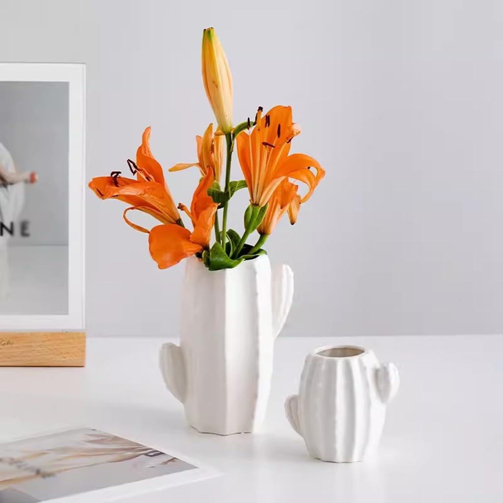Amazon.co.jp: 陶器の花瓶 陶器のサボテンの花瓶、装飾的なドライ