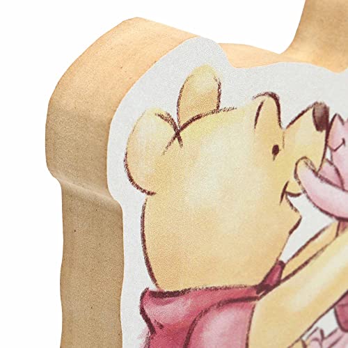 Image of Disney Winnie the Pooh and Piglet Playful Shelf Sitter Decor | Chunky Wood Block Decoration for Home or Office