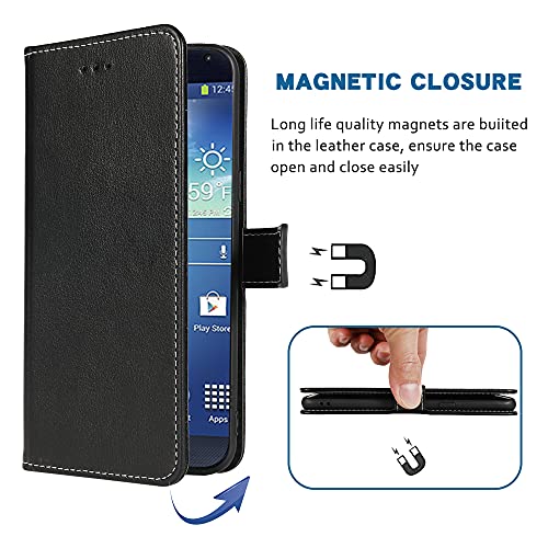 Fdcwtsh Compatible With Samsung Galaxy S4 Wallet Case Wrist Strap Lanyard Leather Flip Cover Card Holder Stand Cell Accessories Phone Cases For Galaxy9500 Galaxi I9505 Women Men Black #TOP3