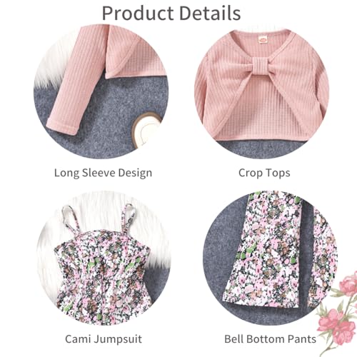 Image of HIHA Girls Sleeveless Jumpsuits Outfit Long Sleeve Twist Front Tops Romper Clothes Set Size 4-12