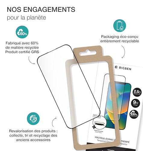 Protège écran Xiaomi 14T Verre trempé 2.5D de Bigben certifié GRS