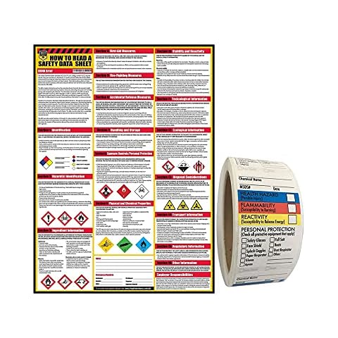 How to Read A Safety Data Sheets (SDS/MSDS) Poster, 24 x 33 Inch, UV Coated with SDS/MSDS Sticker- Roll of 250 (Poster and Sticker) Cover