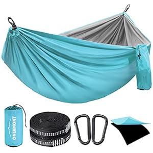 Overmont Hamac Double Couche, certifié TÜV, capacité de Charge de 400 kg, 270 x 140 cm, en Nylon Respirant, pour l’extérieur, Les Voyages, Le Jardin