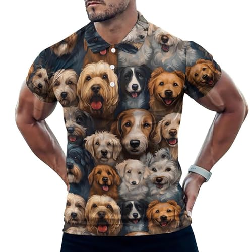 Polo de golf pour homme imprimé chien doux pour le club-house et les parcours