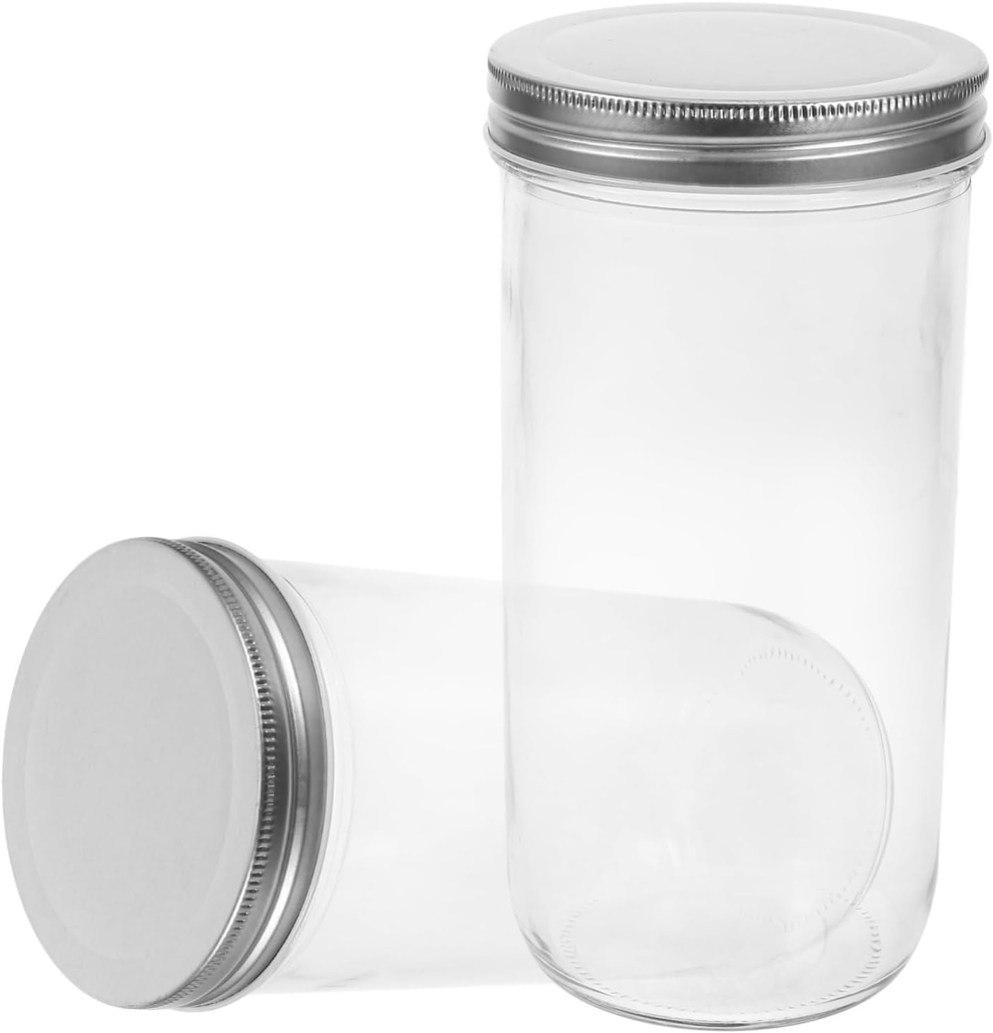 KICHOUSE 2pcs Clear Storage Jars with Lids Multi-purpose Transparent Containers for Jellies Desserts Fruits and More Kitchen Organization and Diy Crafts