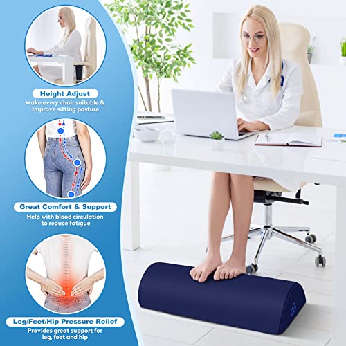 Image of StepLively Foot Rest Ergonomic Pillow for Under Desk at Work, Anti-Fatigue Footrest Support Pillow for Fatigue & Pain Relief, Comfortable for Office Chair, Car Seat & Gaming Chair - Blue, Large