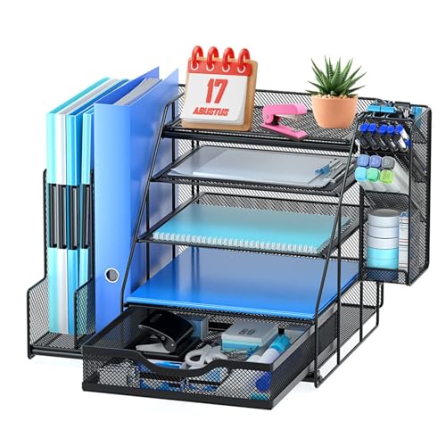 Organizer Scrivania Ufficio con Supporti Verticali per Cartelline, Organizzatore a