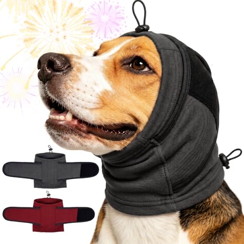Image of IECOii Small Ear Wrap Dog Ear Cover for Noise Protecion(Gray,Small) | Doggie Calming Hoodie for Anxiety Relief in Thunder Firework Breathable Soft No Shake Adjustable Patches for Dogs Hematoma