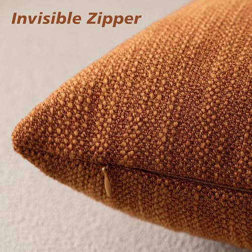 Image of Foindtower Set of 2 Decorative Textured Burlap Linen Throw Pillow Covers Farmhouse Boho Cushion Cover Solid Accent Pillowcase for Couch Sofa Bed Living Room Home Decor,18x18 Inch,Burnt Orange