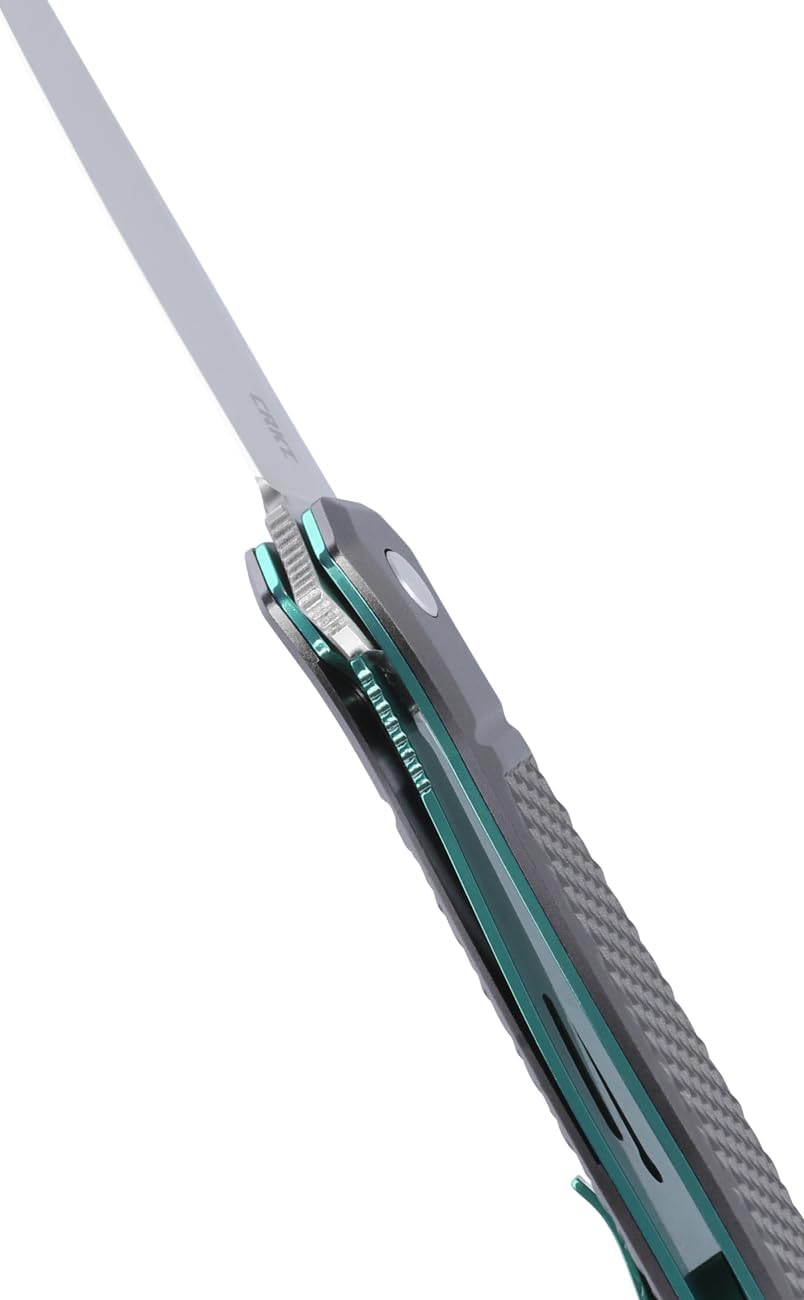 CRKT Scar Everyday Carry Folding Knife with Liner Lock: D2 Plain Edge Blade, Gray Aluminum Handle, K440XXP
