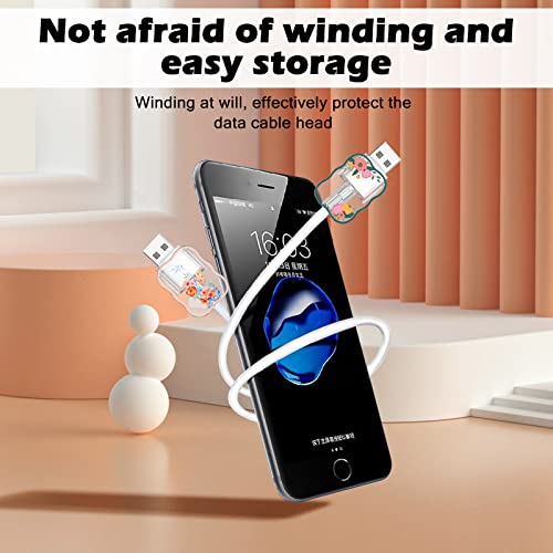 Image of CameCosy 4 Pack Android USB Cable Protectors, Cute Flower Design, Phone Cord Protector for Samsung, Google, etc.
