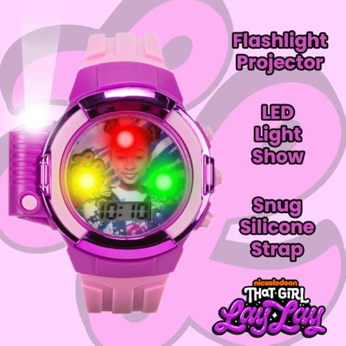 That Girl Lay Lay Kids Flashlight LCD Watch – Pink and Purple Design, Digital Display, Light-Up Feature, Adjustable Strap, Durable Build, Stylish, Fun for Fans – Fits Wrists 5.5” to 8”4