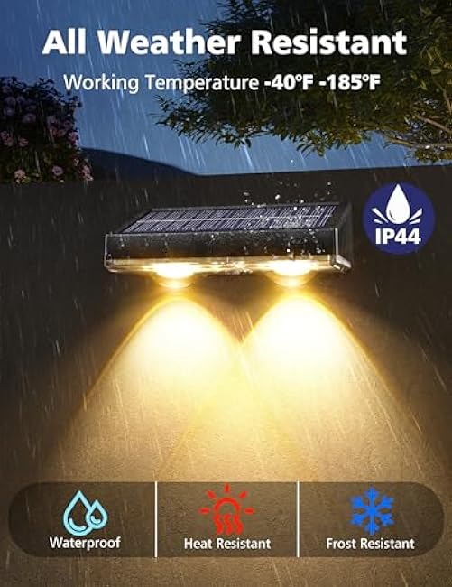 APONUO Solar Fence Lights Outdoor Waterproof, Fence Lights Solar Powered, Warm White Solar Light for Fences, Backyard, Patio, Wall, Deck, Yard (12 Pack, Black)