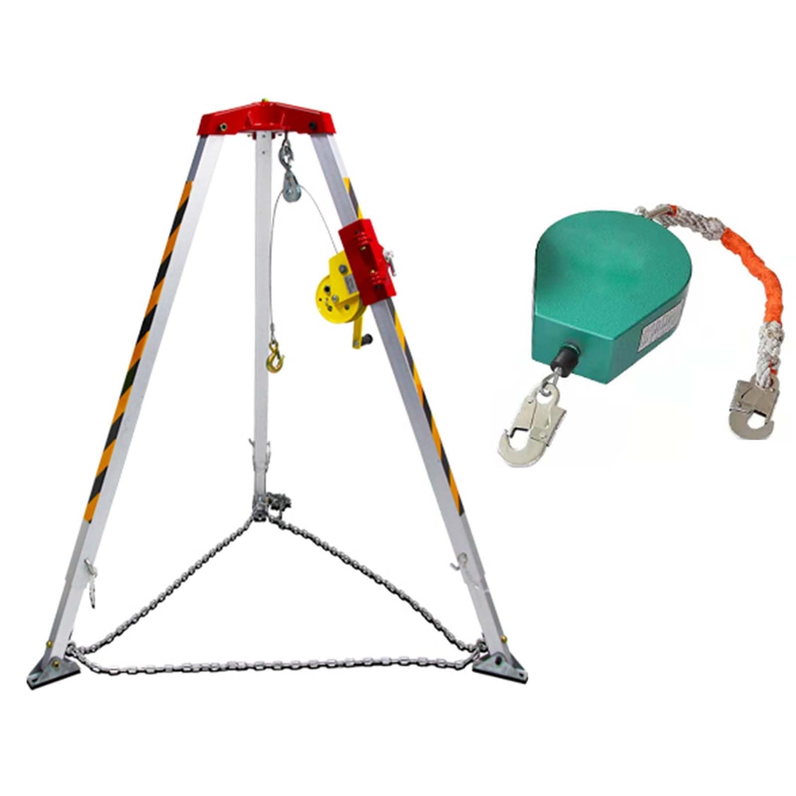 BYFSRUS 1200LB Aluminum Alloy Emergency Rescue Tripod for Confined Spaces Portable Hoist with Fall Protection and 20m/65ft Winch T